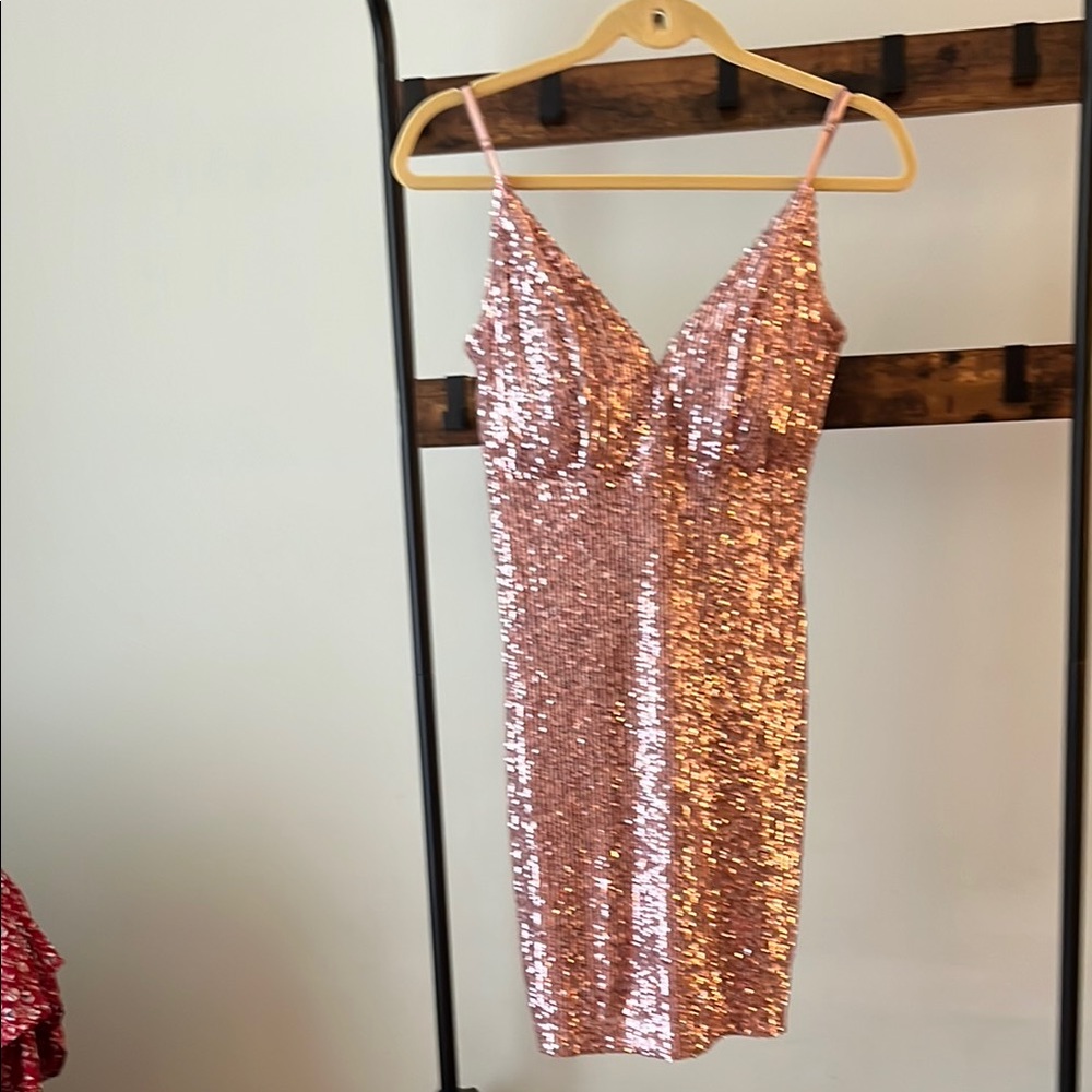 Emerald Sundae Pink Sequin Mini Dress -  Homecoming, Cocktail, Party Dress